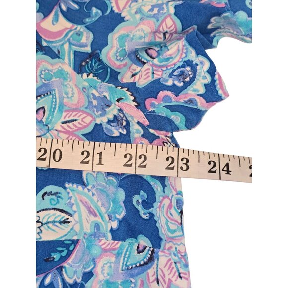 Talbots Woman 1X Blue White Pink Floral Print Blouse - Picture 5 of 6